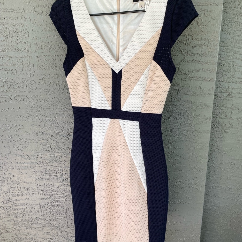 Elegant Navy and Cream Dress